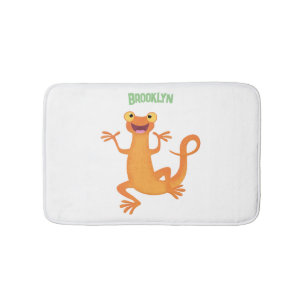 Cute lycklig orange dans newt badrumsmatta