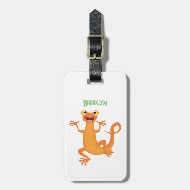 Cute lycklig orange dans newt bagagebricka (Vertikal Framsida)
