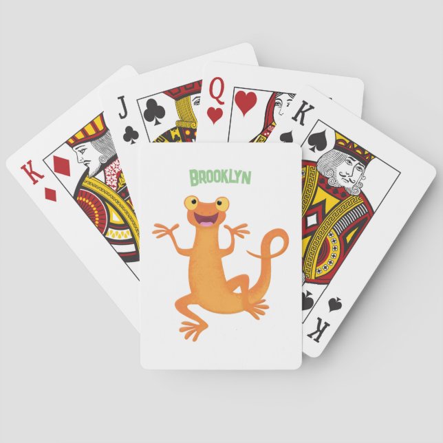 Cute lycklig orange dans newt casinokort (Baksidan)