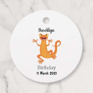 Cute lycklig orange dans newt gåvor etiketter
