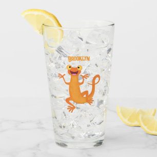 Cute lycklig orange dans newt glaskopp