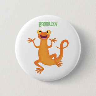 Cute lycklig orange dans newt knapp