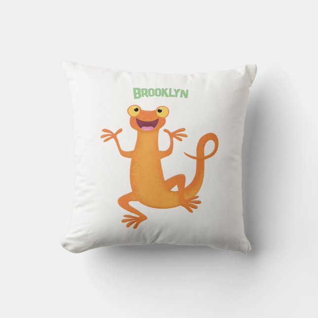 Cute lycklig orange dans newt kudde (Framsida)