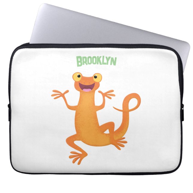 Cute lycklig orange dans newt laptop fodral (Framsidan)
