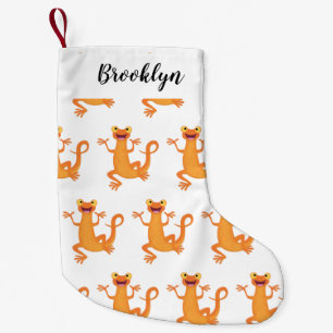 Cute lycklig orange dans newt liten julstrumpa