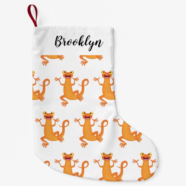 Cute lycklig orange dans newt liten julstrumpa (Framsidan)