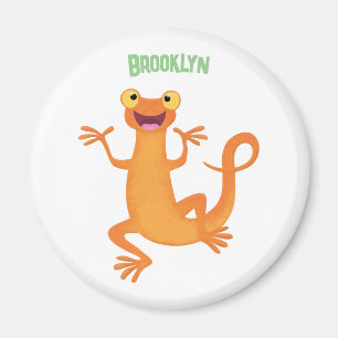 Cute lycklig orange dans newt magnet