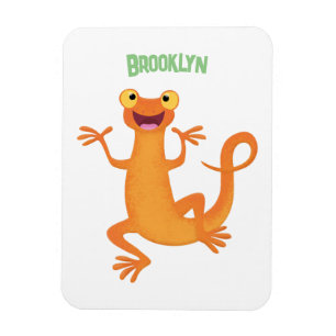 Cute lycklig orange dans newt magnet