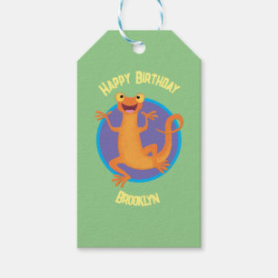 Cute lycklig orange dans newt presentetikett