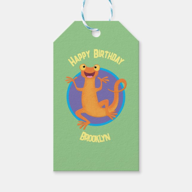 Cute lycklig orange dans newt presentetikett (Framsidan)