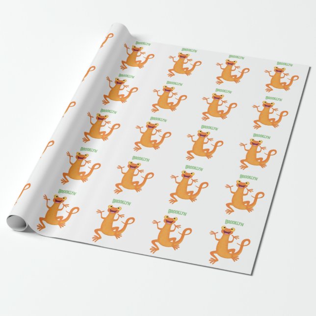 Cute lycklig orange dans newt presentpapper (Utrullad)