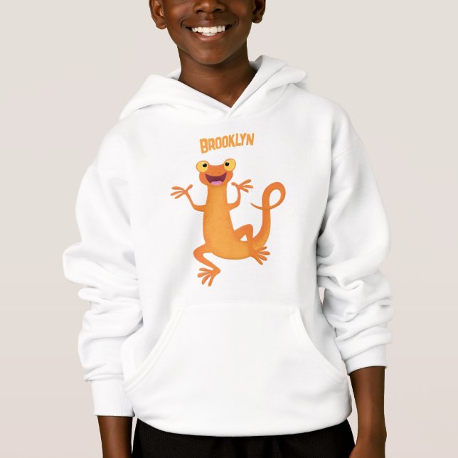 Cute lycklig orange dans newt t shirt (Framsida)
