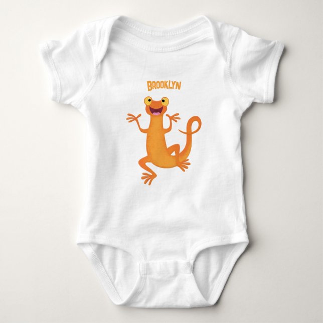 Cute lycklig orange dans newt t shirt (Framsida)