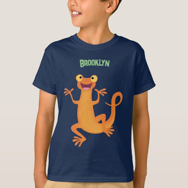 Cute lycklig orange dans newt t shirt (Framsida)