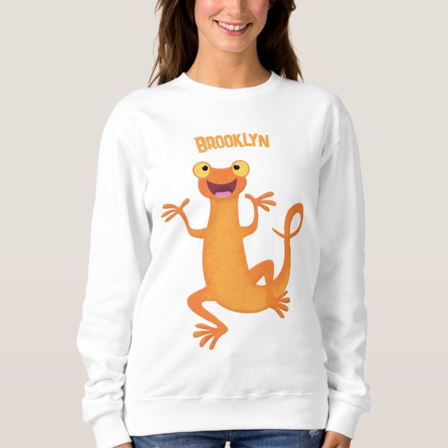 Cute lycklig orange dans newt t shirt (Framsida)