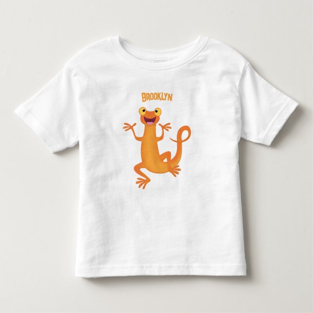 Cute lycklig orange dans newt t shirt (Framsida)