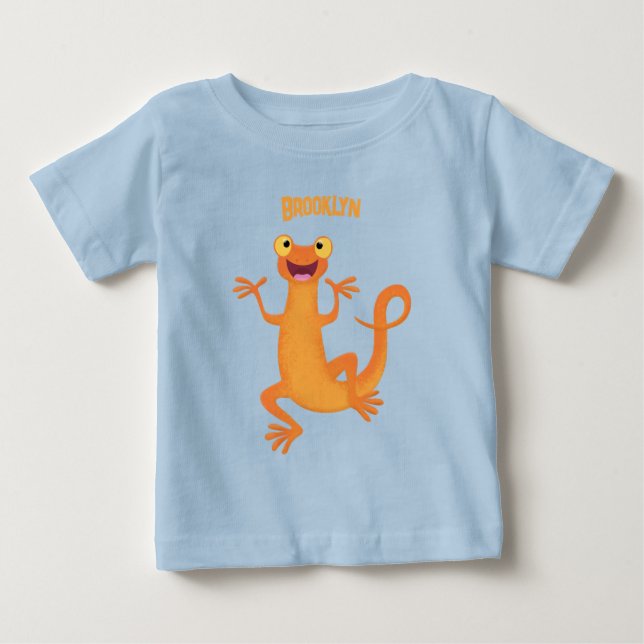 Cute lycklig orange dans newt t shirt (Framsida)