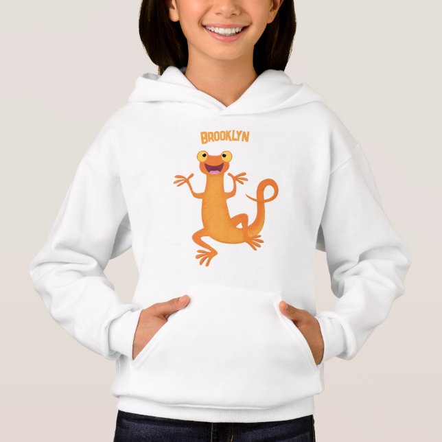Cute lycklig orange dans newt t shirt (Framsida)