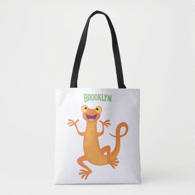 Cute lycklig orange dans newt tygkasse (Framsida)
