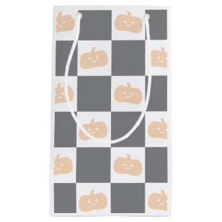 Cute Lycklig Orange Pumpkin med Checkerboard