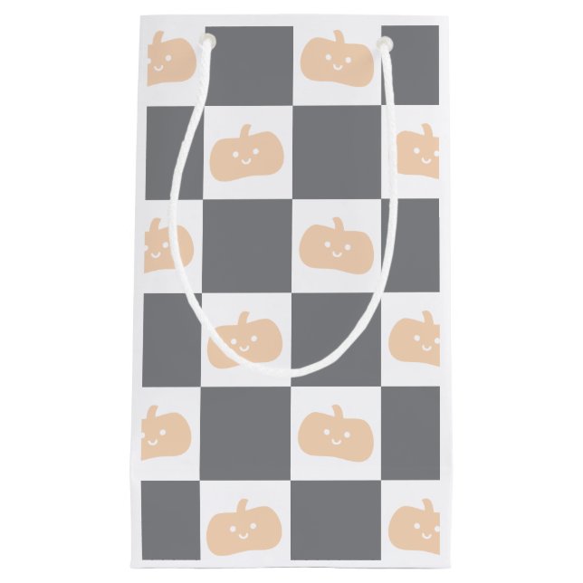 Cute Lycklig Orange Pumpkin med Checkerboard (Framsidan)