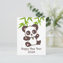 Cute Lycklig Panda Bamboo - nyår