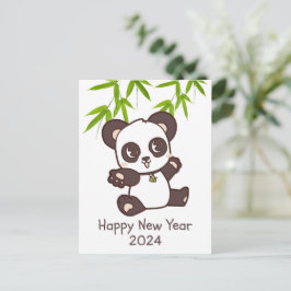 Cute Lycklig Panda Bamboo - nyår Vykort