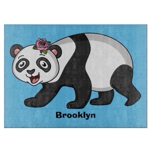 Cute lycklig panda björn med blomma tecknad (Framsidan)