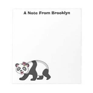 Cute lycklig panda björn med blomma tecknad anteckningsblock