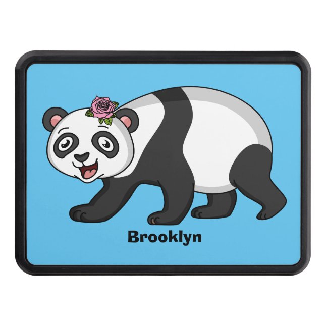 Cute lycklig panda björn med blomma tecknad dragkroksskydd (Framsidan)