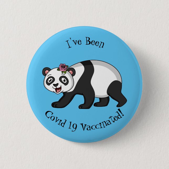 Cute lycklig panda björn med blomma tecknad knapp (Framsida)