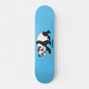 Cute lycklig panda björn med blomma tecknad mini skateboard bräda 18,5 cm