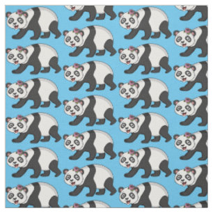 Cute lycklig panda björn med blomma tecknad tyg