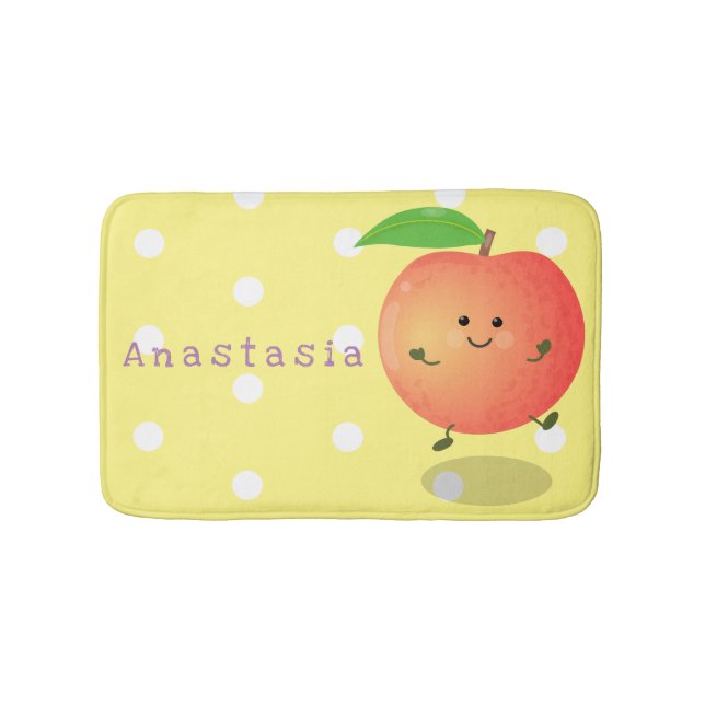 Cute lycklig peach gult tecknad badrumsmatta (Framsidan)