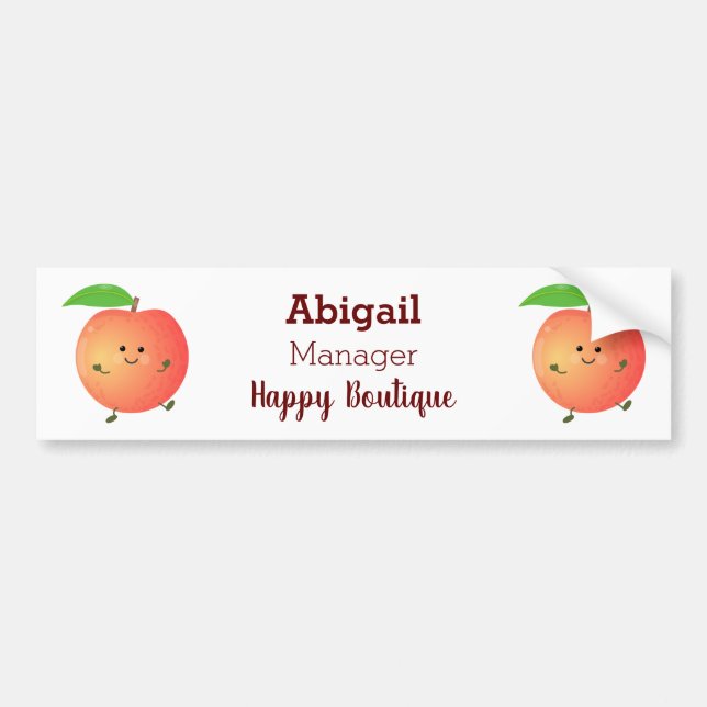 Cute lycklig peach gult tecknad bildekal (Framsidan)