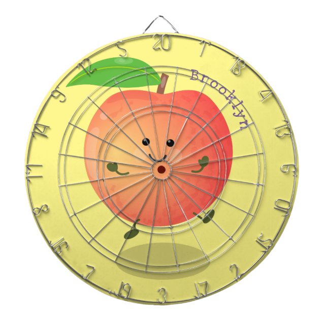 Cute lycklig peach gult tecknad darttavla (Framsidan)