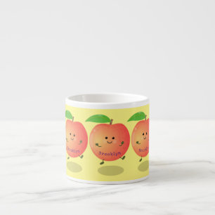 Cute lycklig peach gult tecknad espressomugg