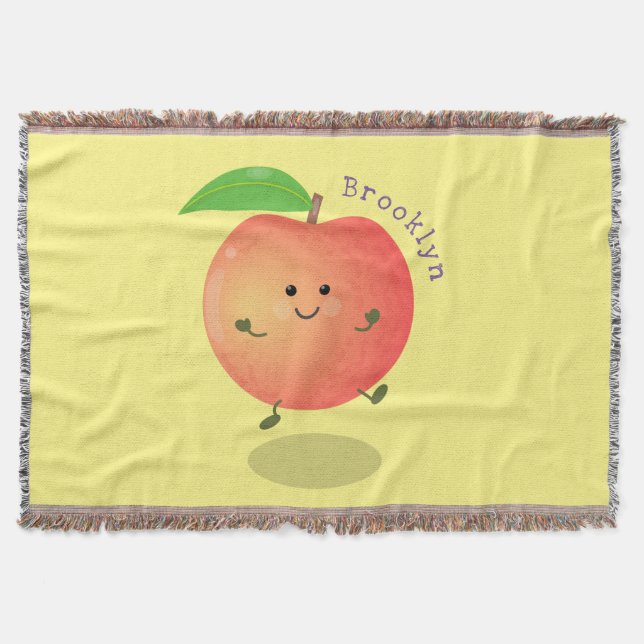 Cute lycklig peach gult tecknad filt (Framsidan)