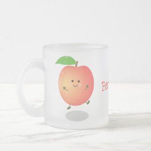 Cute lycklig peach gult tecknad frostad glasmugg