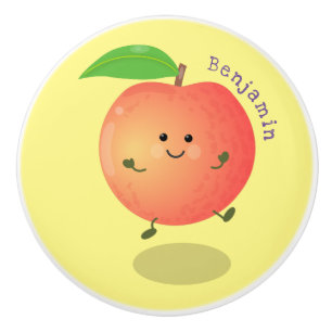 Cute lycklig peach gult tecknad knopp