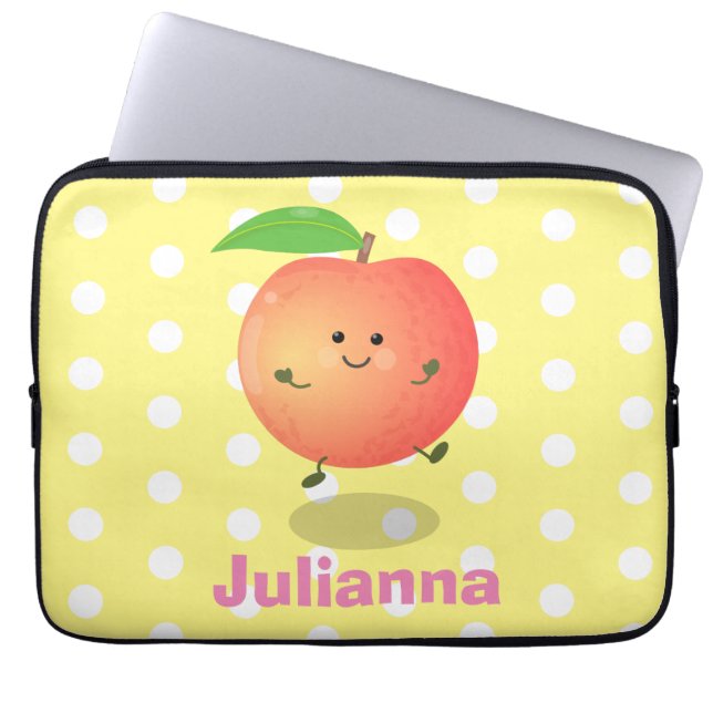 Cute lycklig peach gult tecknad laptop fodral (Framsidan)