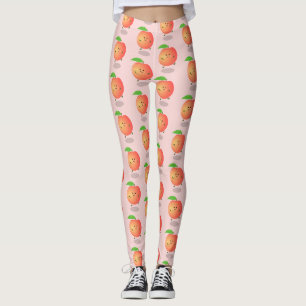 Cute lycklig peach gult tecknad leggings