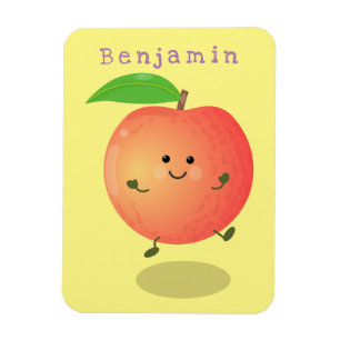 Cute lycklig peach gult tecknad magnet