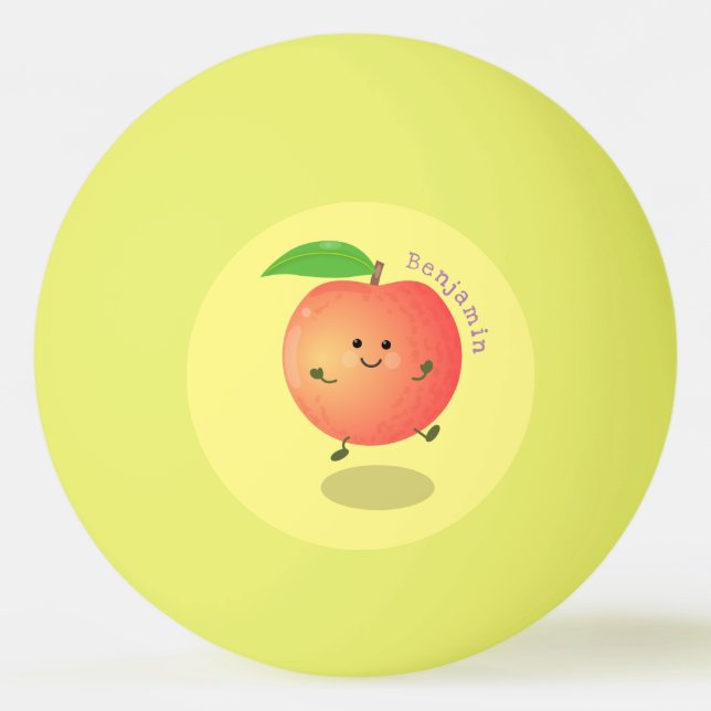Cute lycklig peach gult tecknad pingisboll (Framsidan)