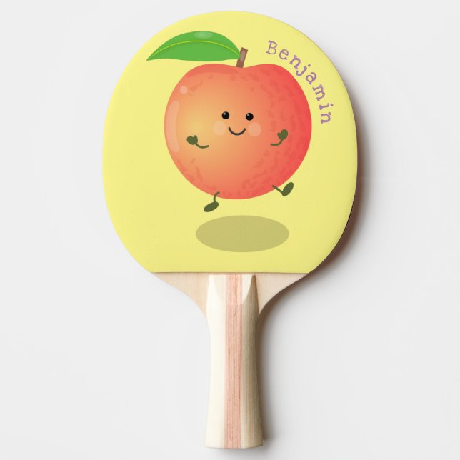 Cute lycklig peach gult tecknad pingisracket (Framsidan)