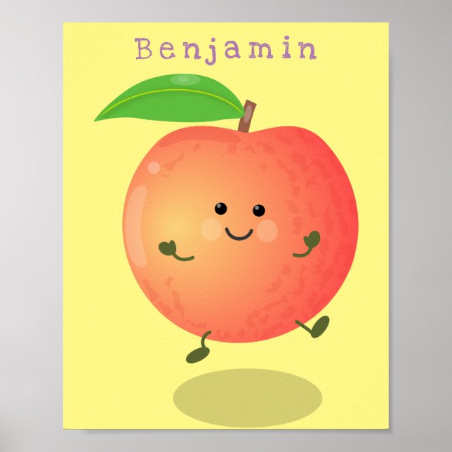 Cute lycklig peach gult tecknad poster (Framsidan)