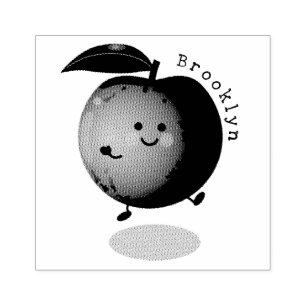 Cute lycklig peach gult tecknad stämpel