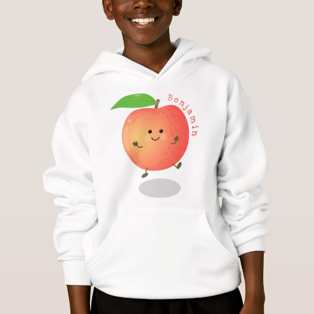Cute lycklig peach gult tecknad t shirt (Framsida)