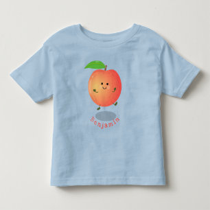 Cute lycklig peach gult tecknad t shirt