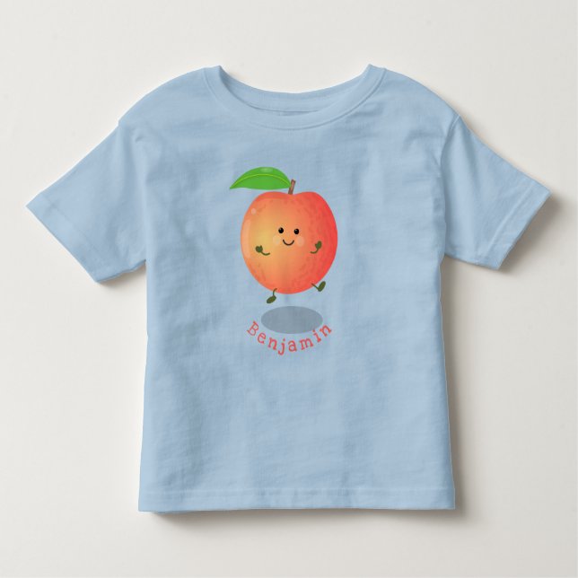 Cute lycklig peach gult tecknad t shirt (Framsida)